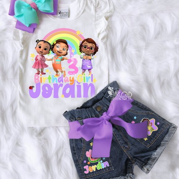 Cocomelon Girls Birthday Party Outfit, Denim Birthday...